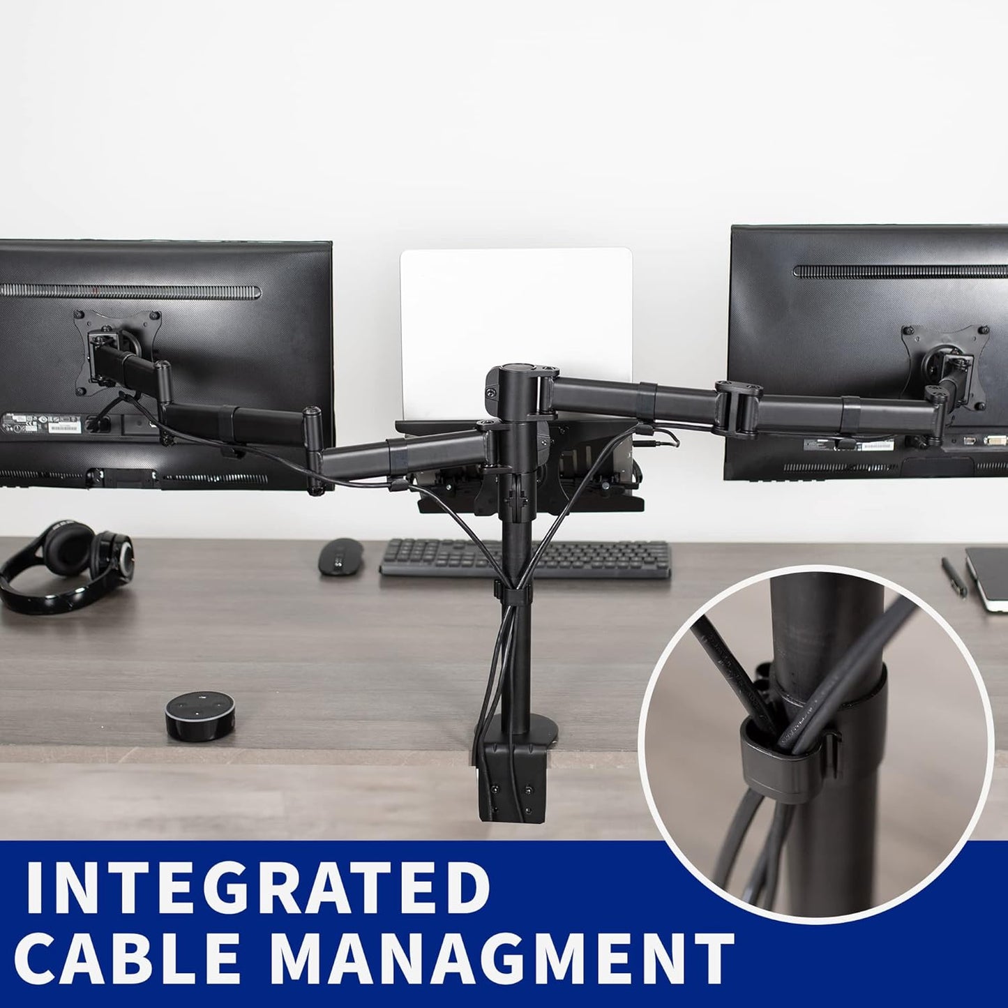 VIVO Dual Monitor + Laptop Mount for 13-27 Inch Screens - Black Arm Stand DEMO