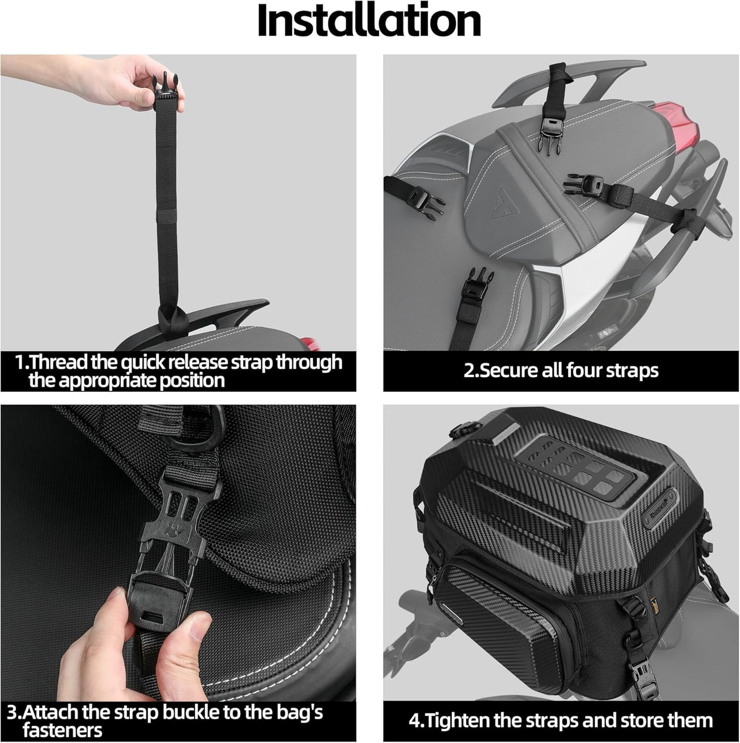 Rhinowalk Expandable Motorcycle Helmet Bag Travel Luggage Carbon Black DEMO