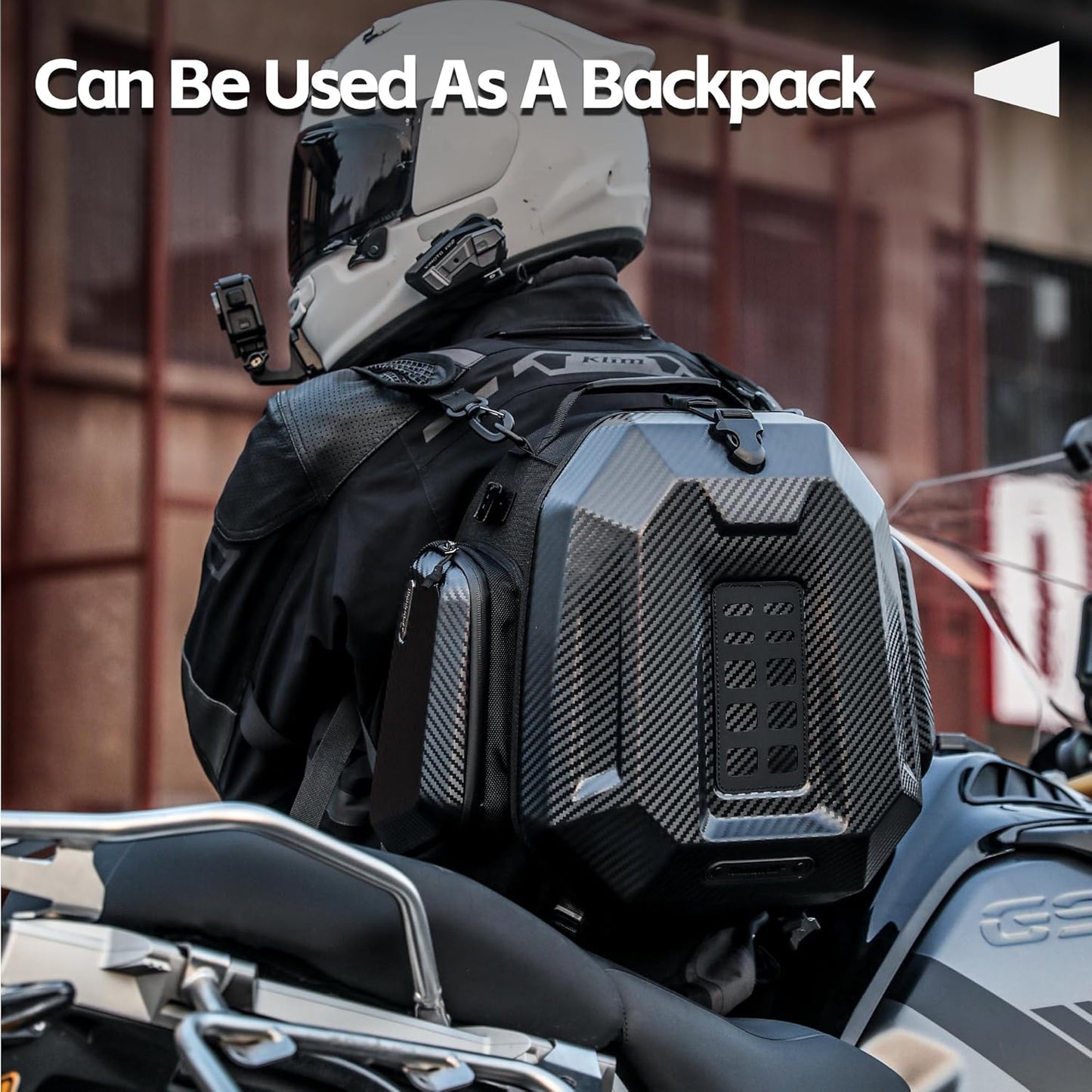 Rhinowalk Expandable Motorcycle Helmet Bag Travel Luggage Carbon Black DEMO