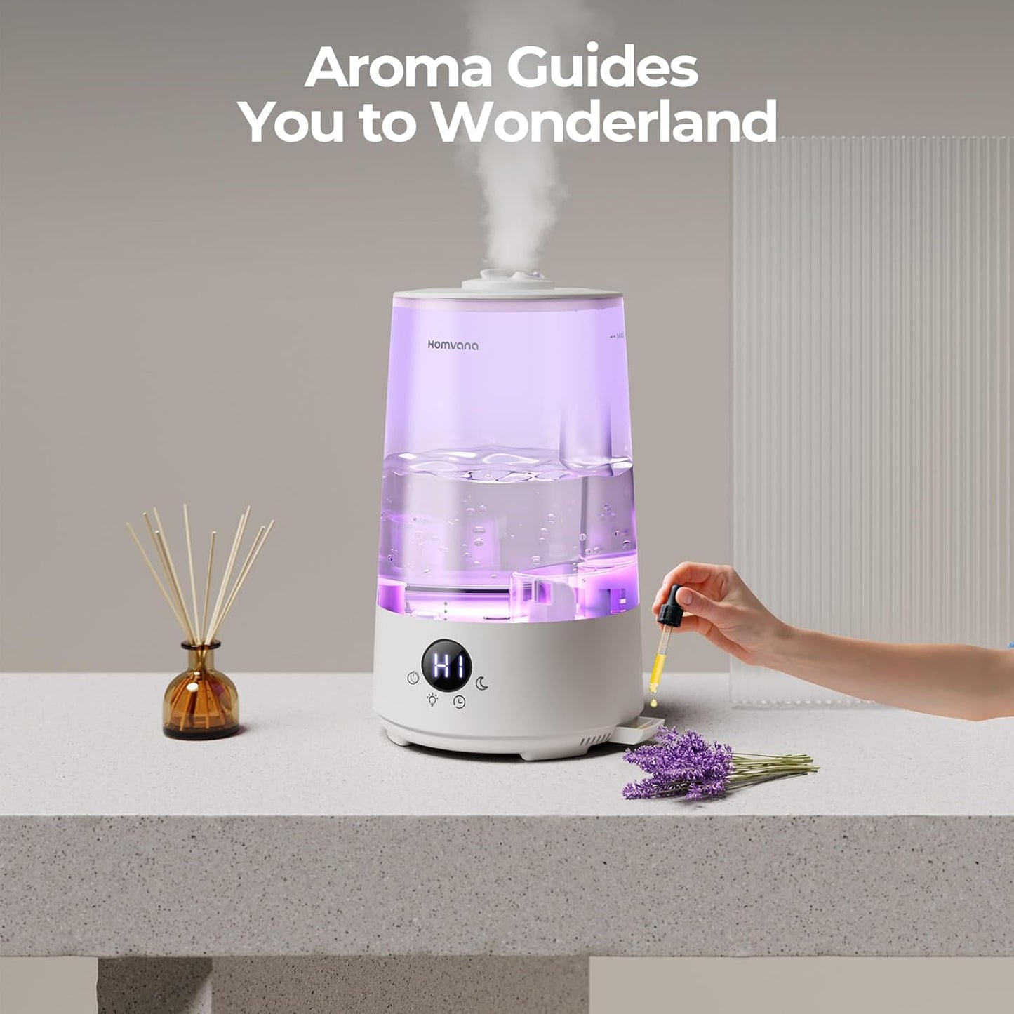 Homvana 3.6L Top-Fill Cool Mist Humidifier for Single Rooms in Grey Size NEW