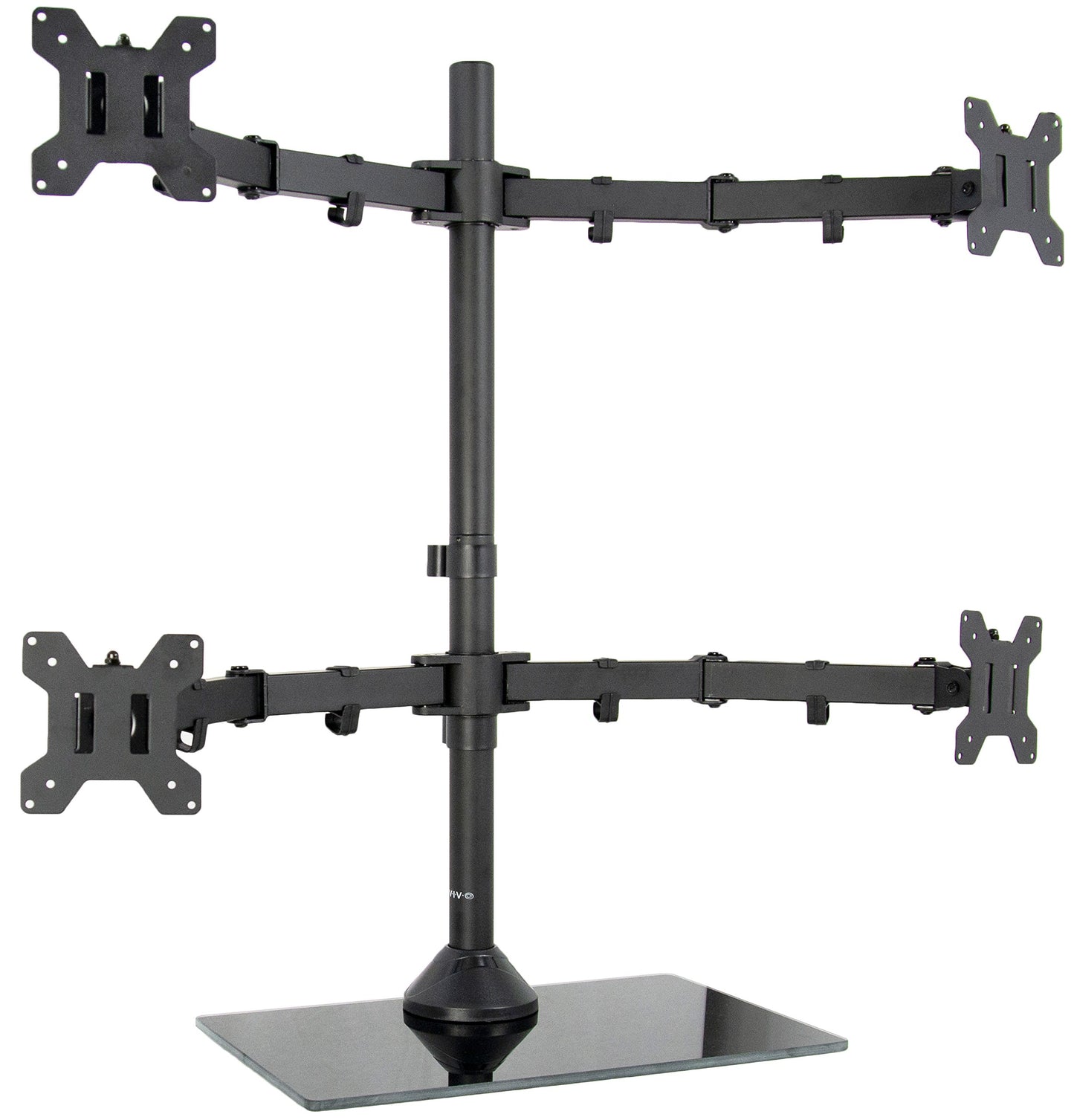 VIVO Adjustable Quad Monitor Desk Stand Mount Heavy Duty Glass Free Standing NEW