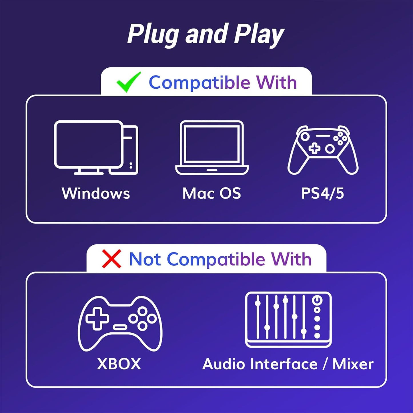 TONOR USB PC Microphones Condenser Microphone for PC, Computer, PS4/PS5 NEW
