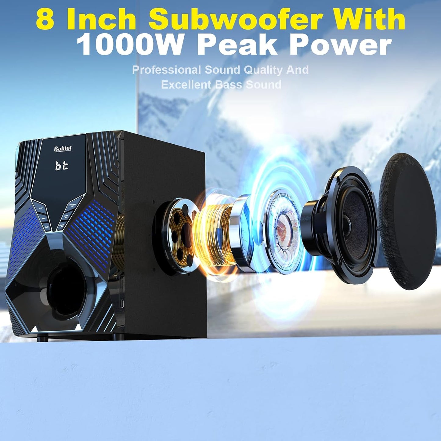 Bobtot 1000W Peak Power Surround Sound Speaker System for Home Theater & DEMO