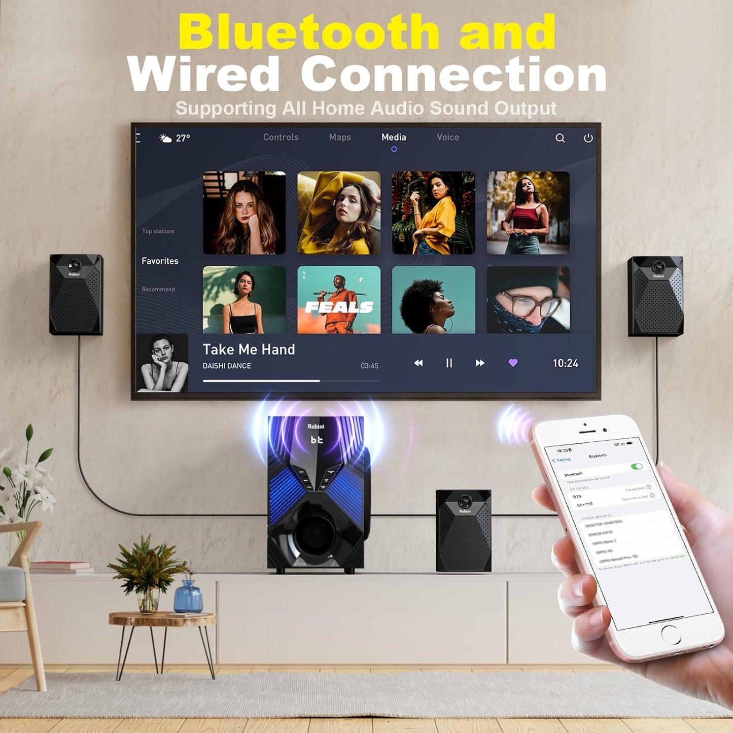 Bobtot 1000W Peak Power Surround Sound Speaker System for Home Theater & DEMO