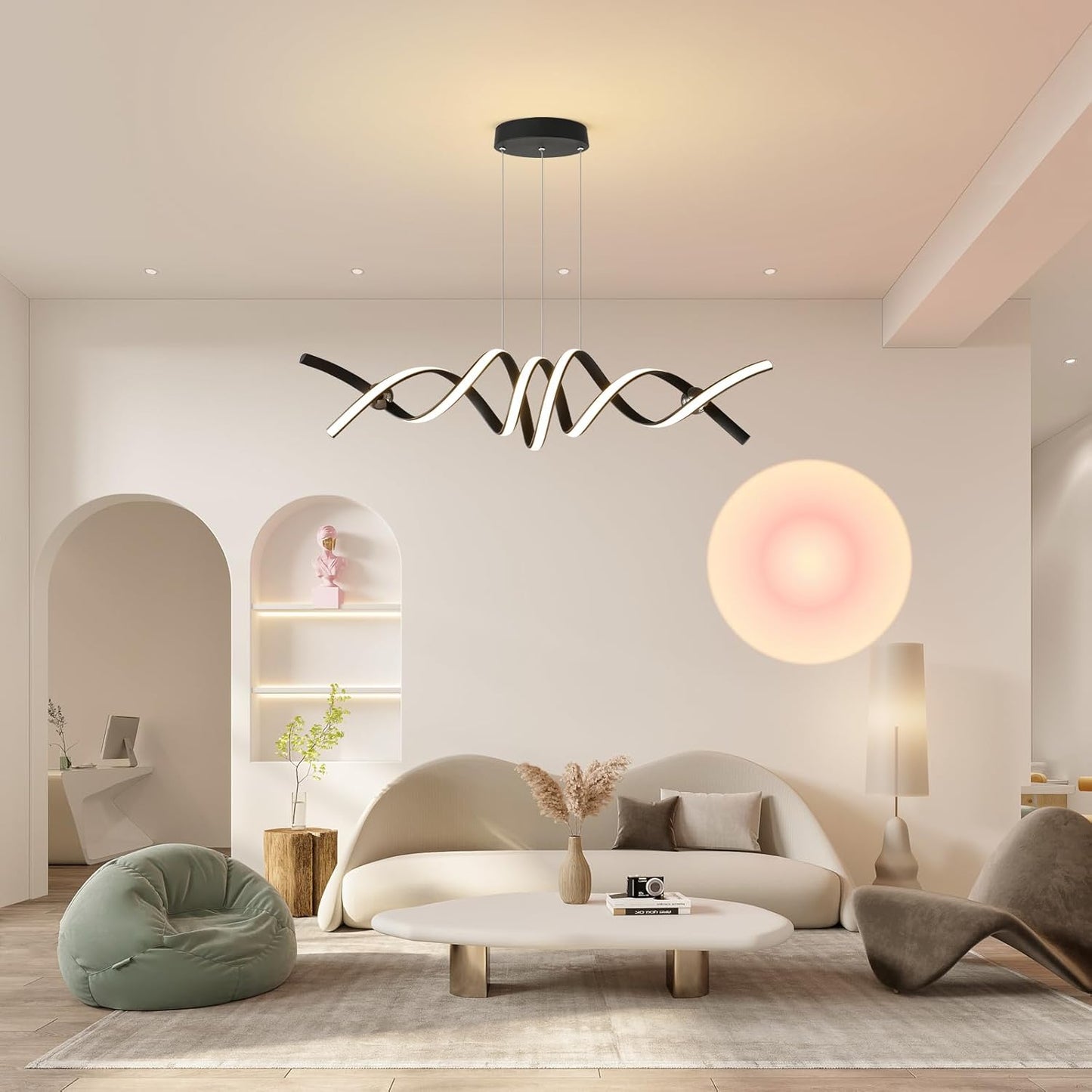Elegant Dimmable Chandeliers Rotating Black & Clear LED Chandelier, 99.8 x DEMO