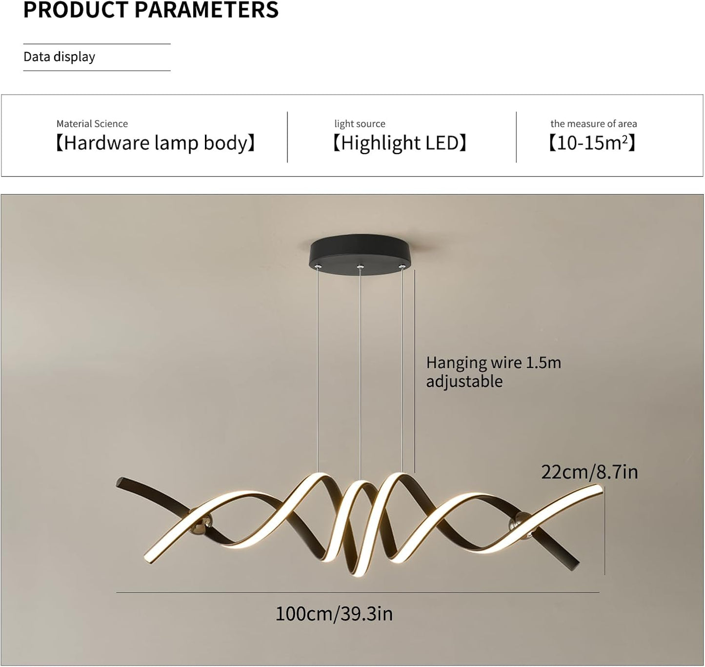 Elegant Dimmable Chandeliers Rotating Black & Clear LED Chandelier, 99.8 x DEMO