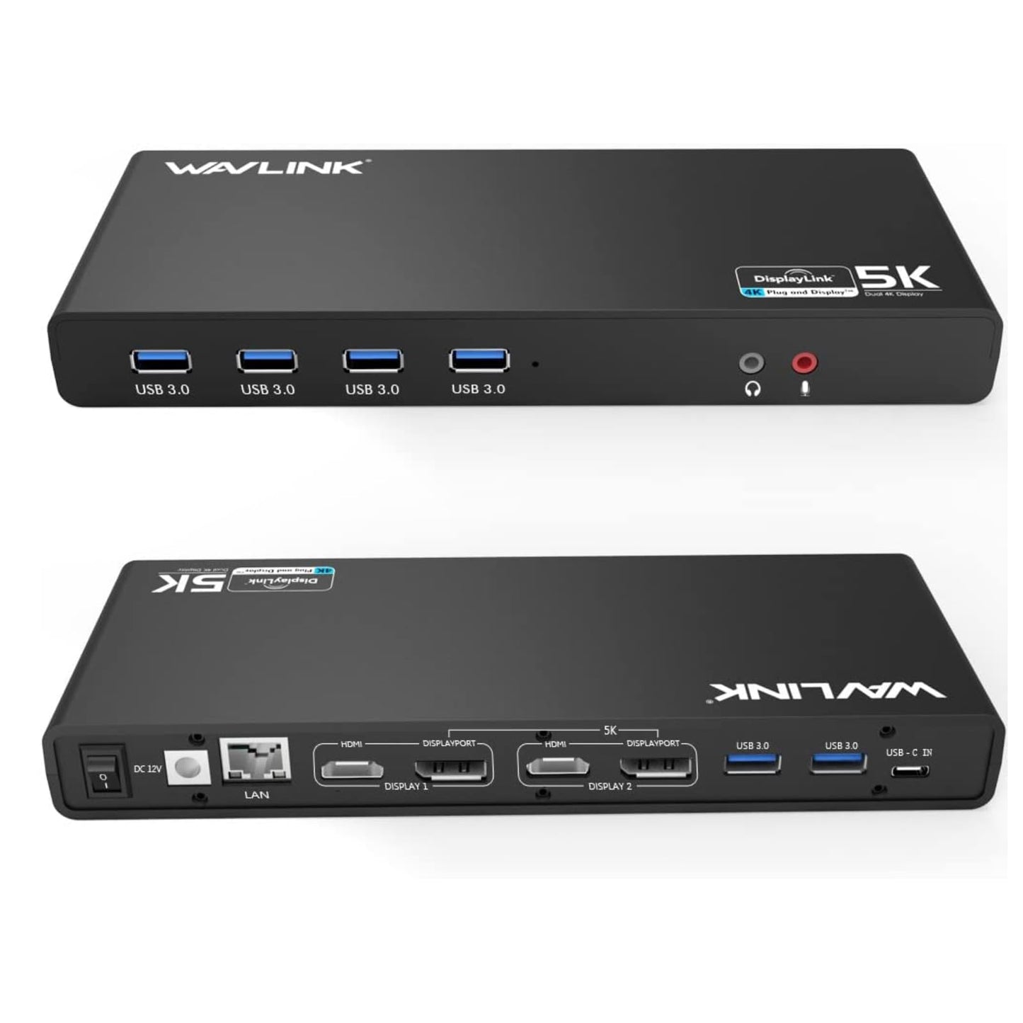 WAVLINK USB 3.0 Dual 4K 60Hz Docking Station with Video Output, Black DEMO