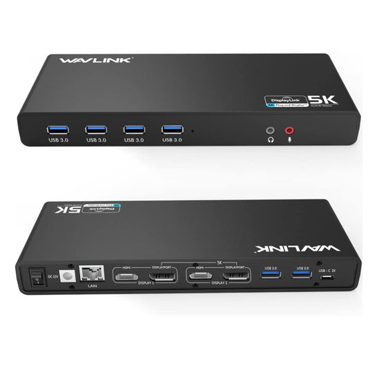 WAVLINK USB 3.0 Dual 4K 60Hz Docking Station with Video Output, Black DEMO
