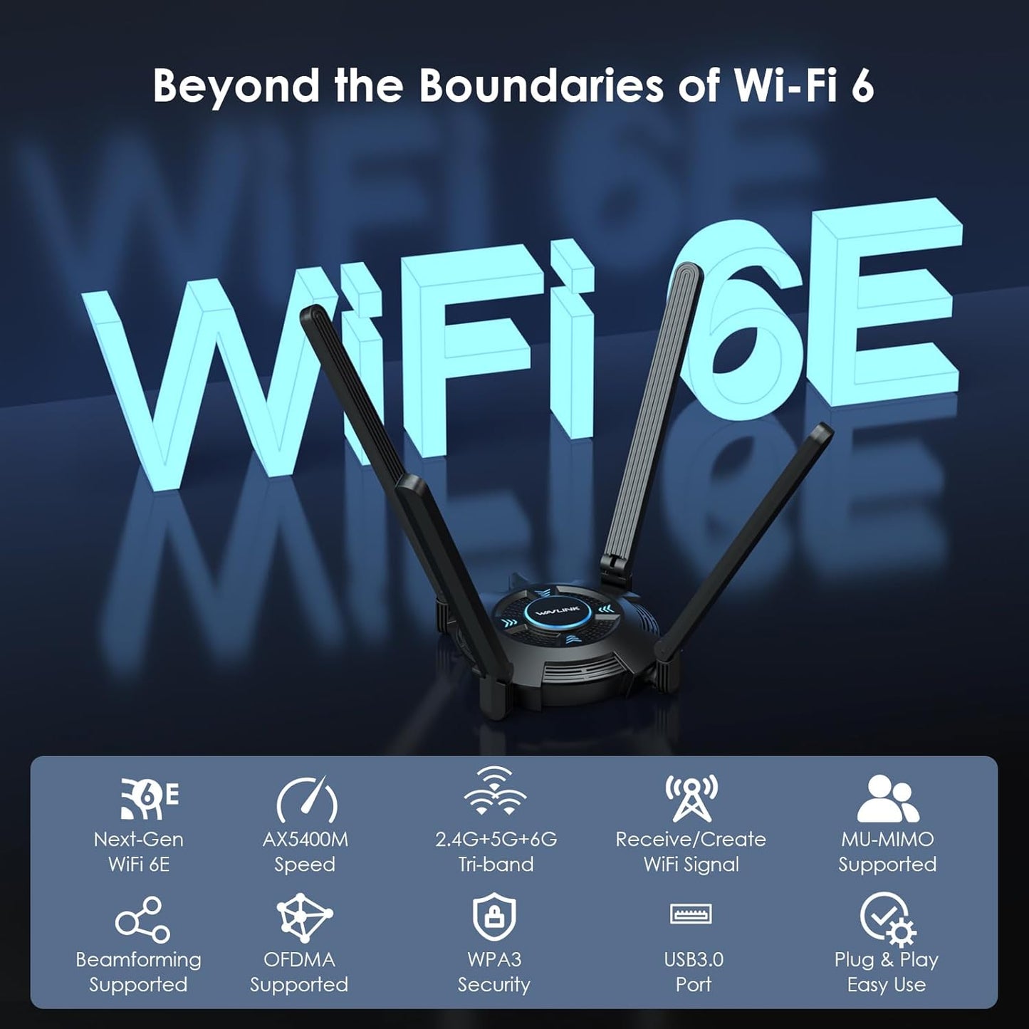 WAVLINK AX5400 USB WiFi 6 Adapter - High-Speed Wireless Network DEMO