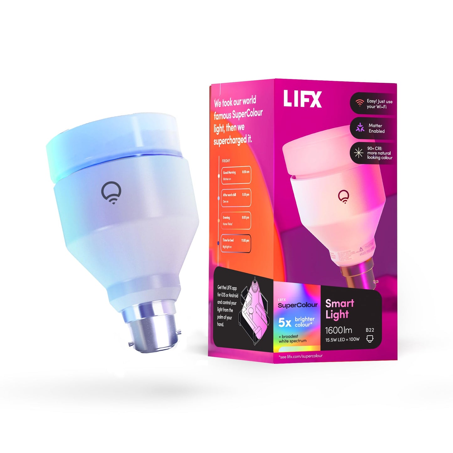 LIFX A21 LED Bulbs Smart LED Bulb, 1600 Lumens, Dimmable, Multicolor DEMO
