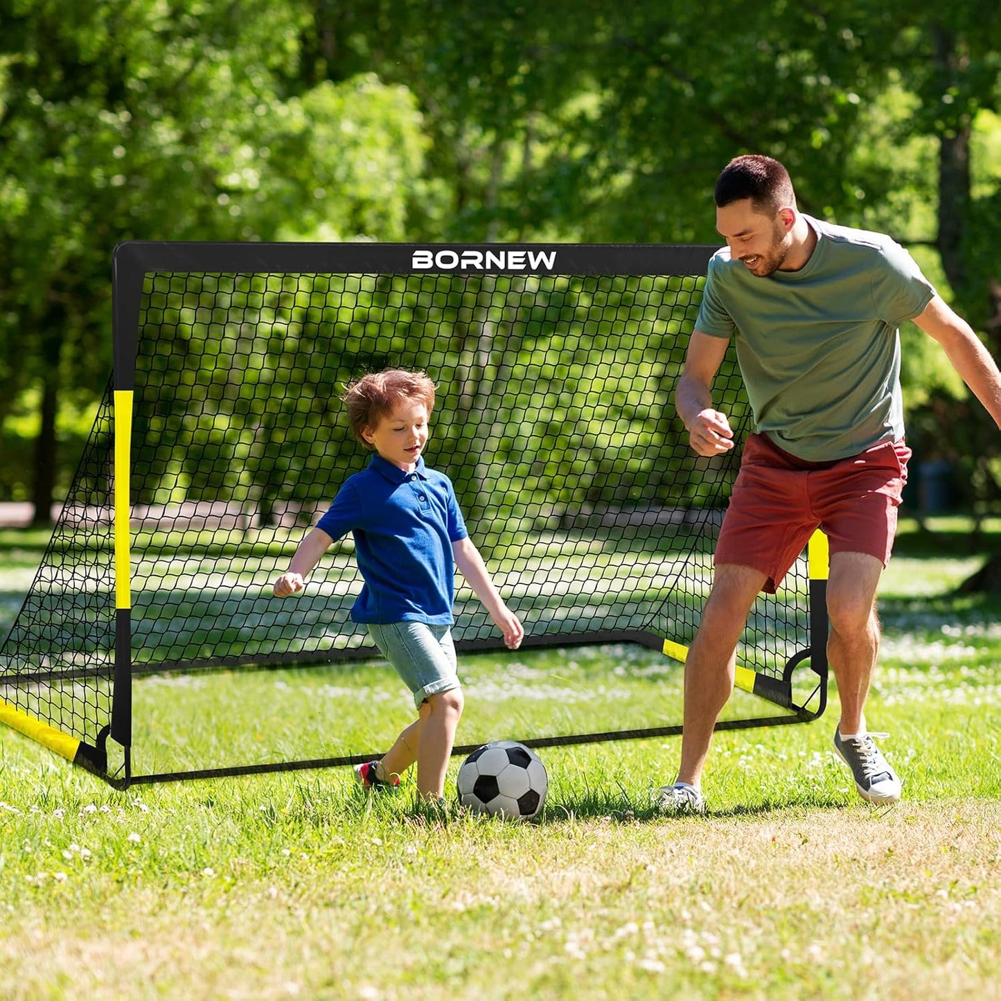 Portable 6x4 ft Soccer Goal Set for Toddlers - Black Yellow Training DEMO