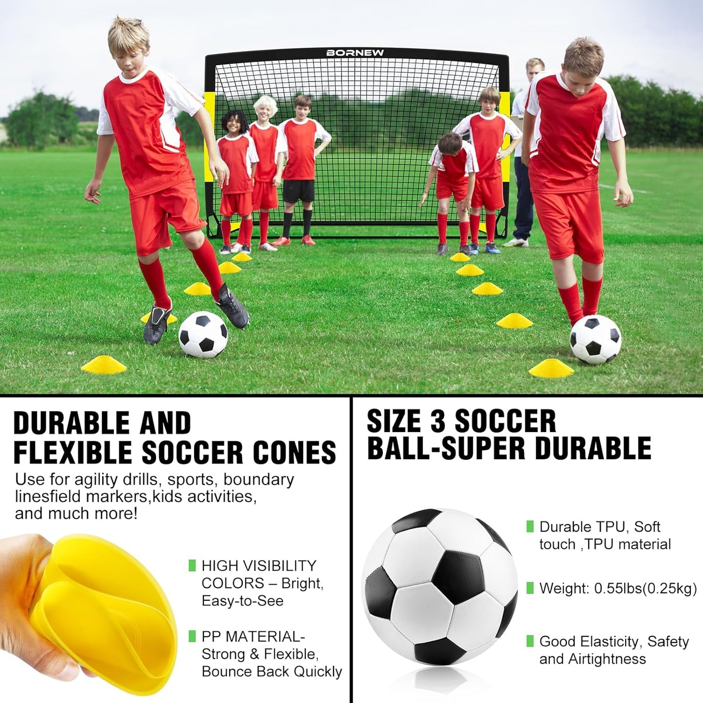 Portable 6x4 ft Soccer Goal Set for Toddlers - Black Yellow Training DEMO