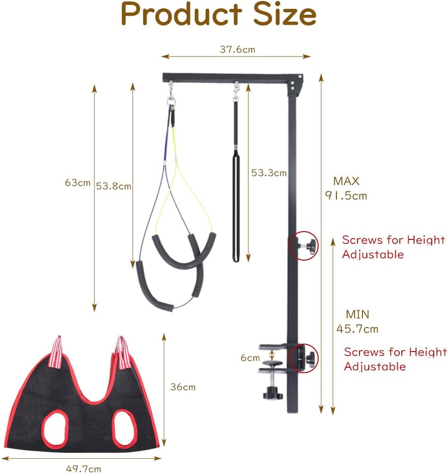Adjustable Dog Pets Grooming Arm with Clamps and Hammock Harness for Pet NEW