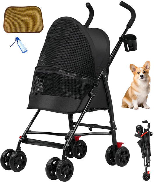 Foldable 4-Wheel Pet Strollers Pet Stroller for Dogs & Cats - Gray NEW
