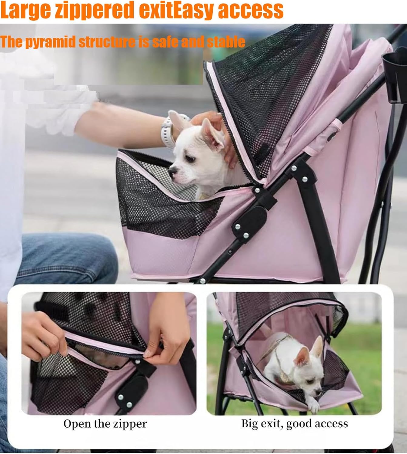 Foldable 4-Wheel Pet Strollers Pet Stroller for Dogs & Cats - Gray NEW