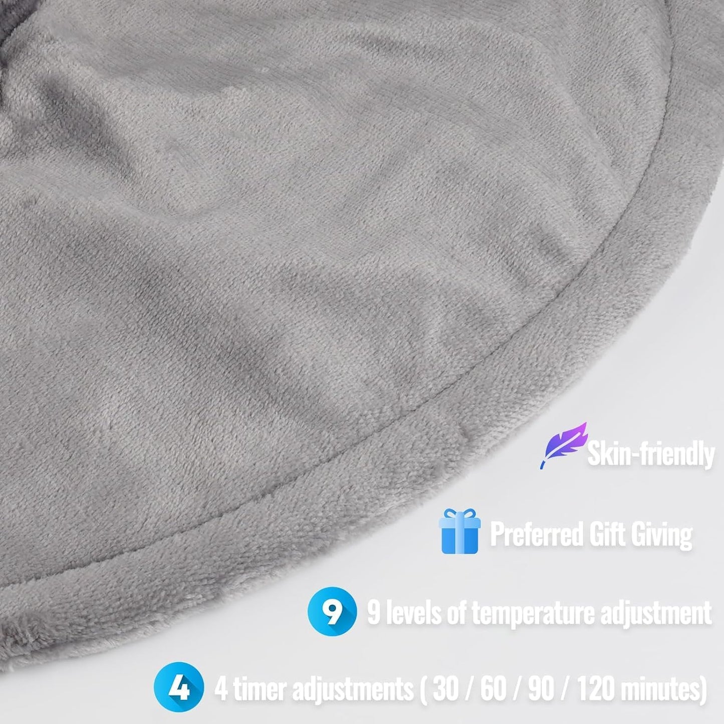 Large Electric Heating Pad for Neck, Shoulders & Back Pain Relief Gray NEW