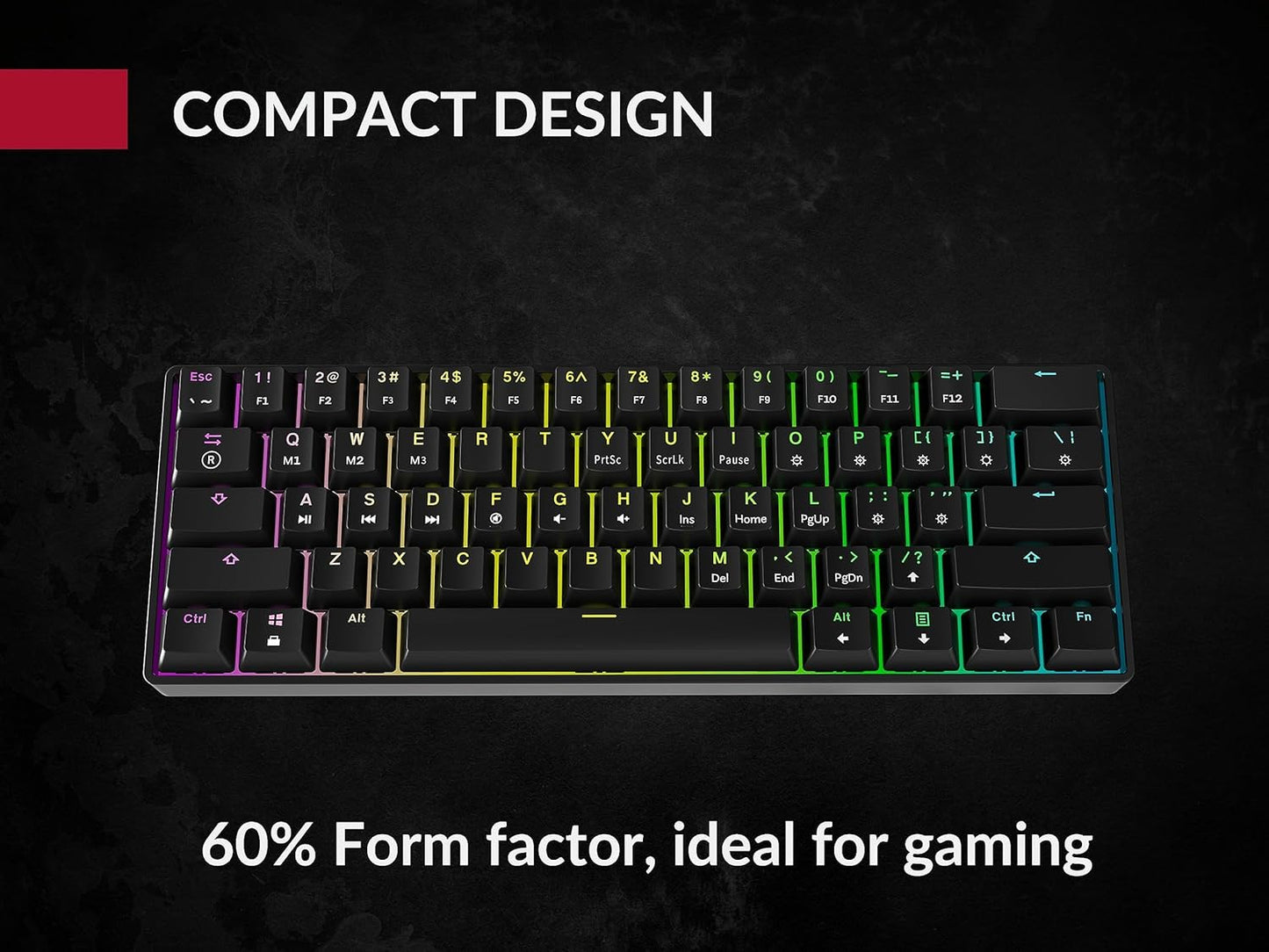 HKGaming 61-Key Keyboards RGB Mechanical Gaming Keyboard with Backlit LED, DEMO