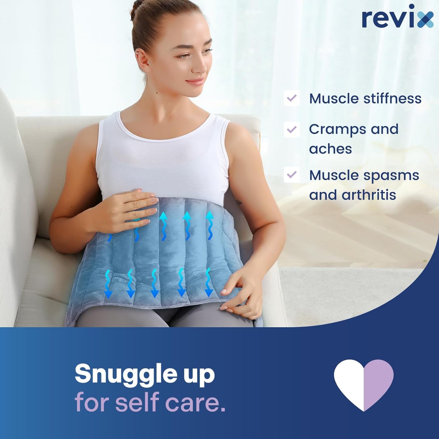 REVIX Microwavable Heating Pad for Back Pain Relief with Moist Heat Therapy NEW