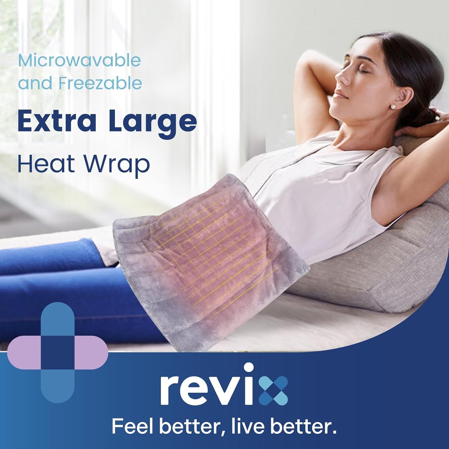 REVIX Microwavable Heating Pad for Back Pain Relief with Moist Heat Therapy NEW
