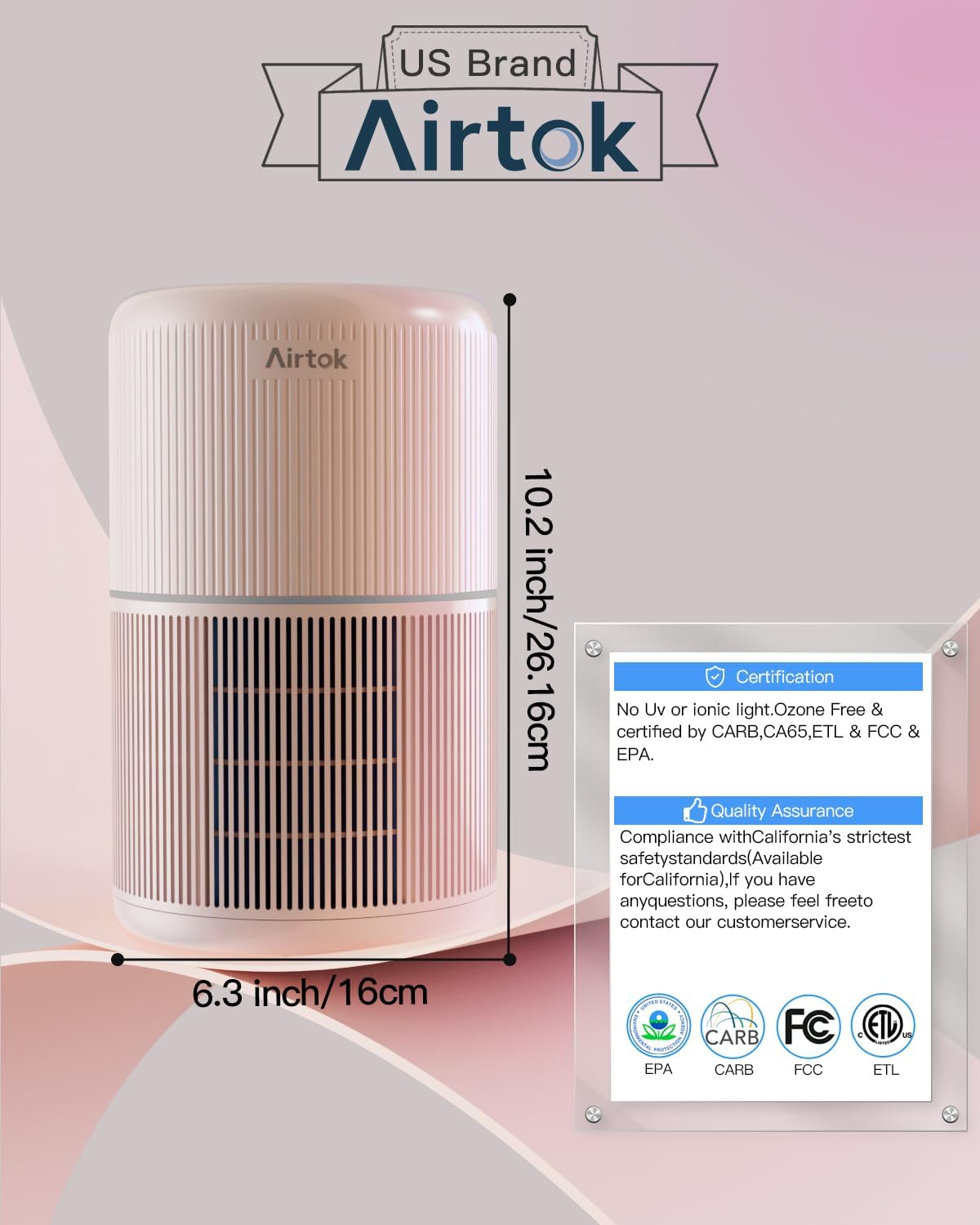 AIRTOK Air Air Purifiers Purifier with H13 True HEPA Filter for Smoke, NEW