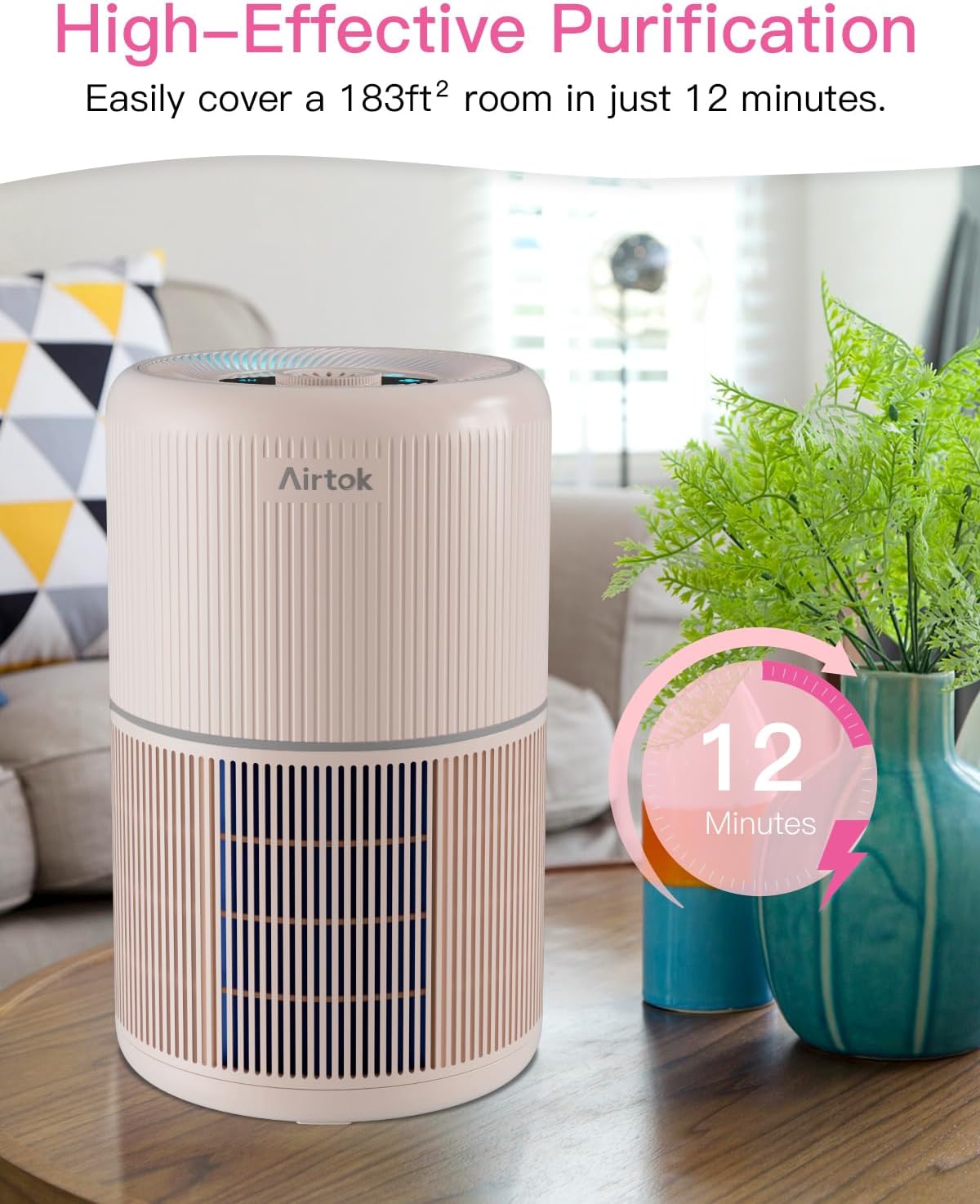 AIRTOK Air Air Purifiers Purifier with H13 True HEPA Filter for Smoke, NEW