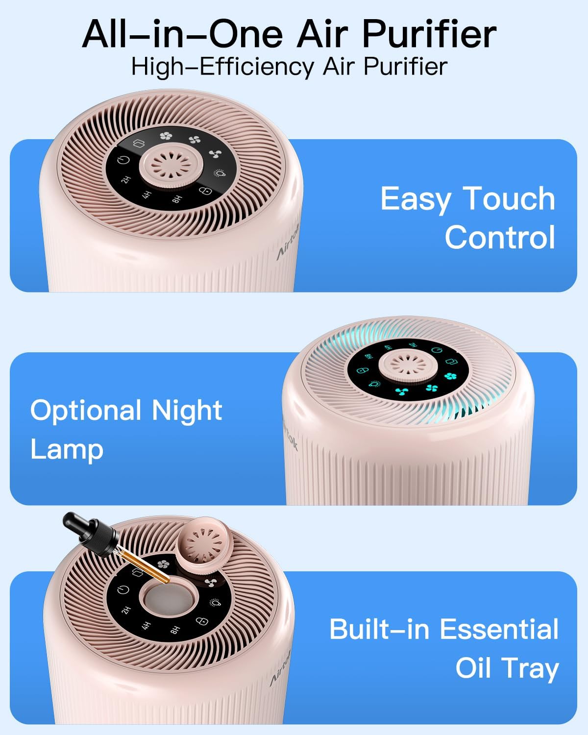 AIRTOK Air Air Purifiers Purifier with H13 True HEPA Filter for Smoke, NEW