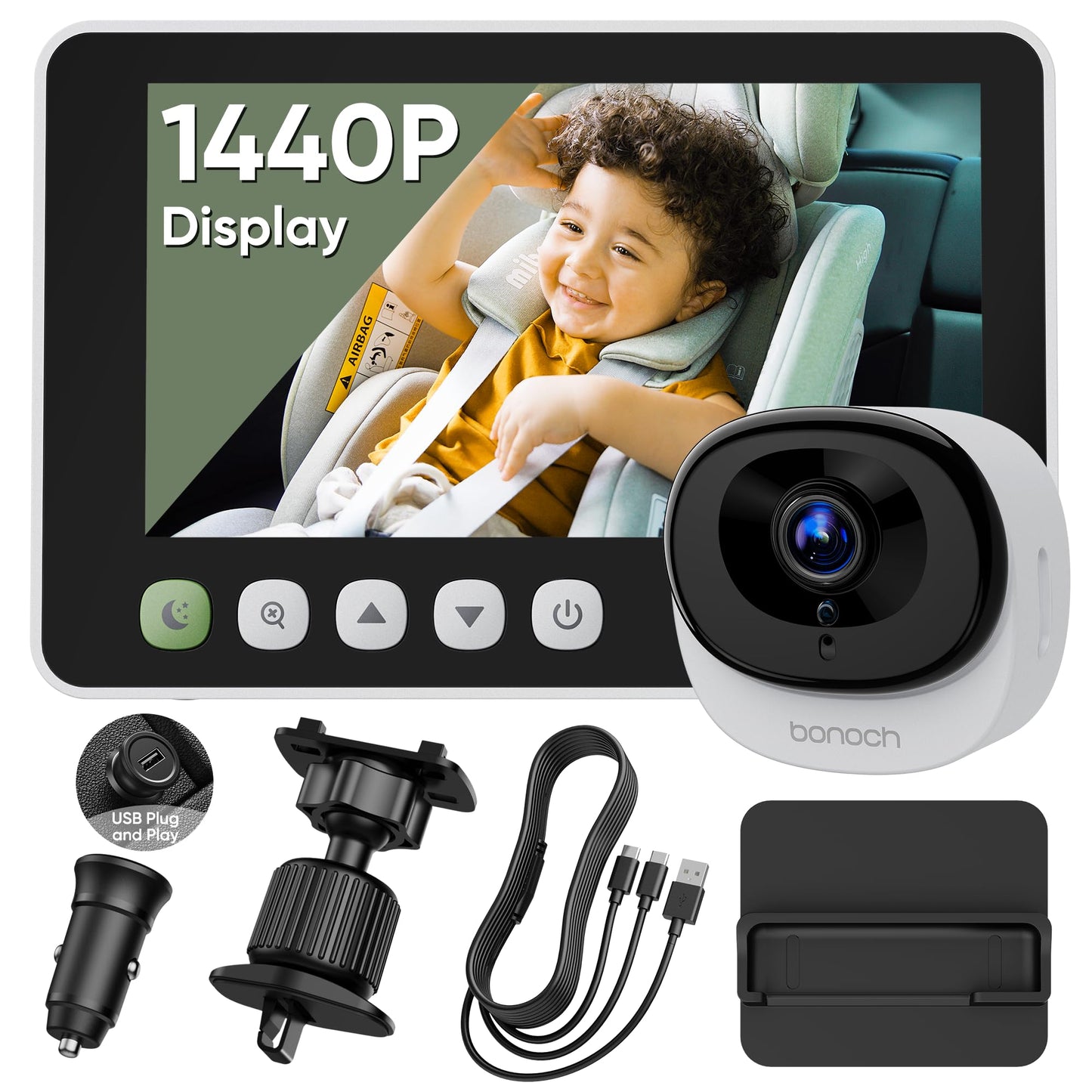 bonoch 5" Video Monitors 360° Rotating Wide View Black & White Size 5" NEW