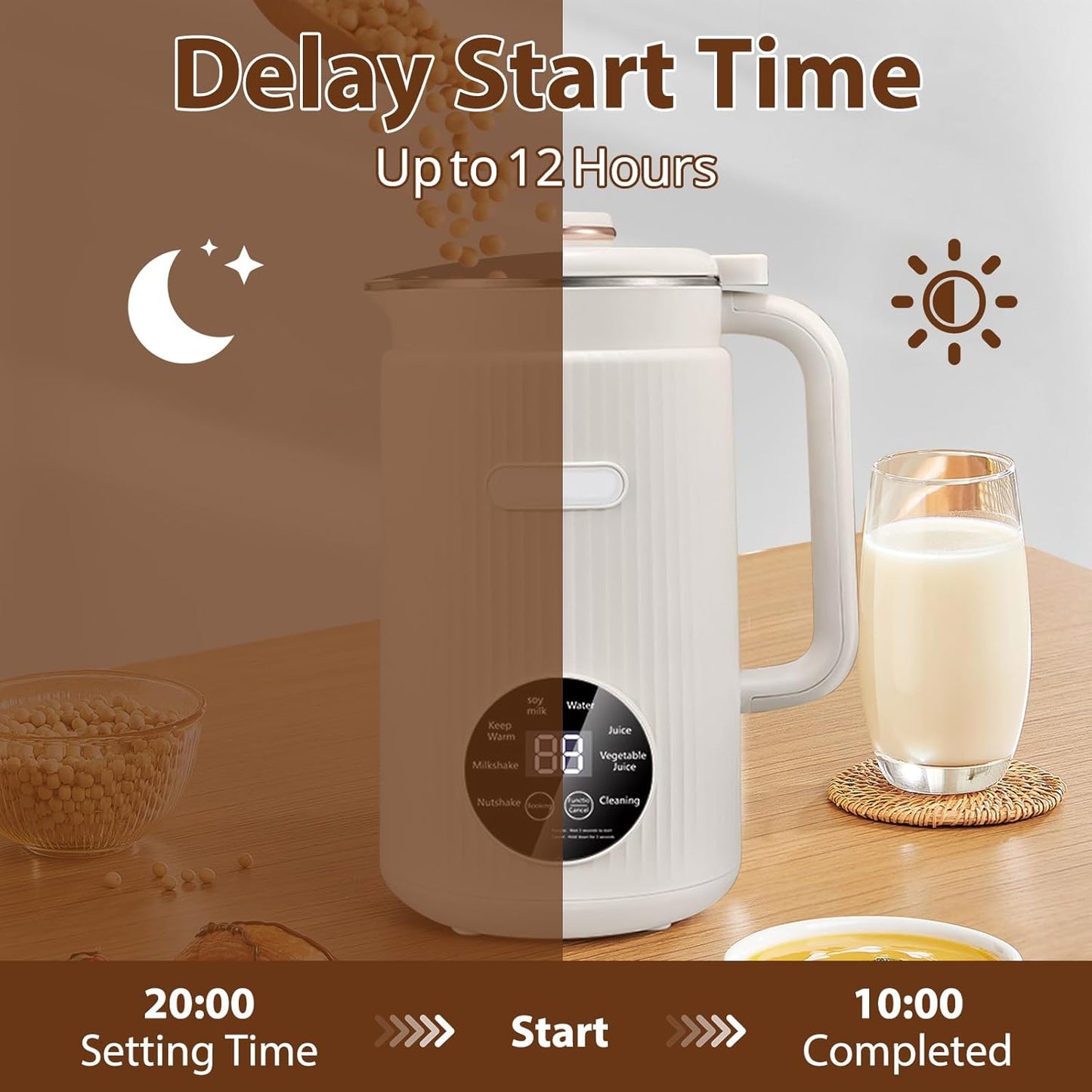 1.2L White Jug Blenders & Beige Jug Blender Machine, 8-in-1 Milk Maker Set NEW