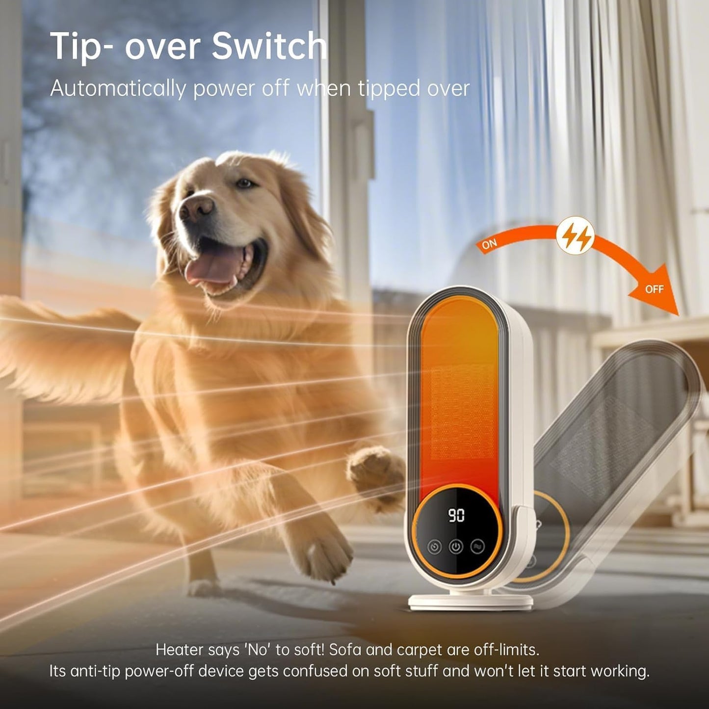 Compact White Heating Space Heater for Indoor Use with Overheat Protection DEMO