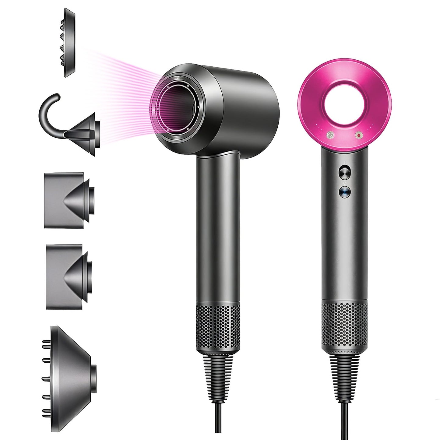 High-Speed Fuchsia & Grey Hair Dryer with 110,000 RPM Motor DEMO