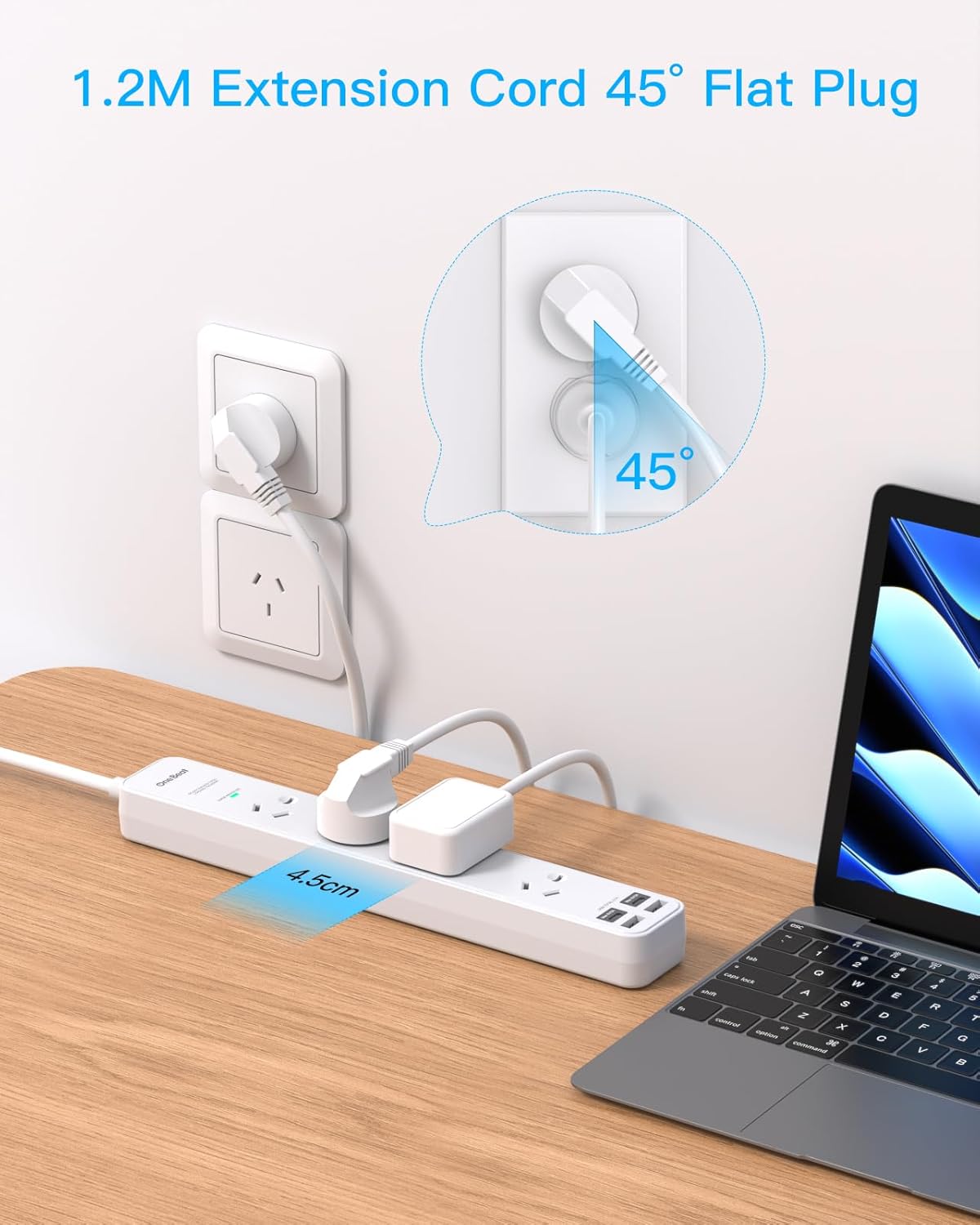 One Beat Power Strip with 4 Outlets and USB Ports, Surge Protected White NEW