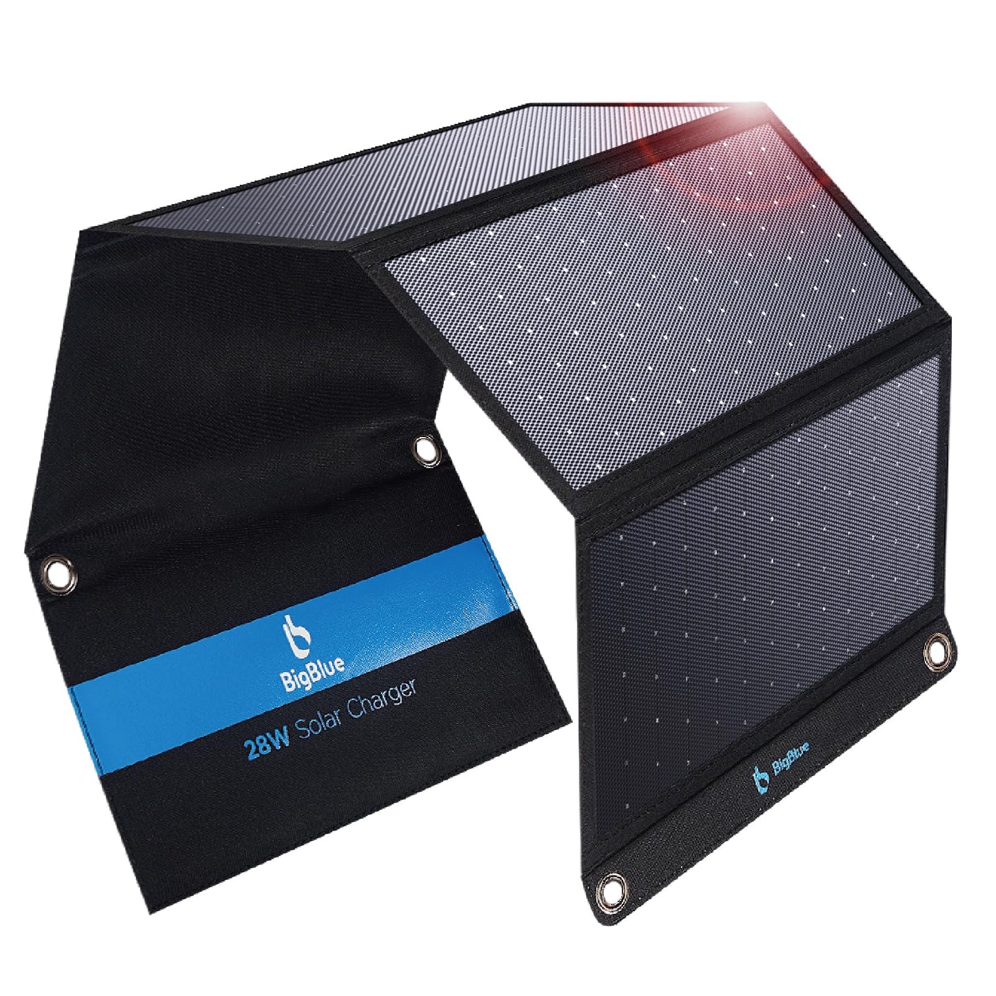 BigBlue 28W Solar Charger with 3 USB Ports for Outdoor Charging and DEMO