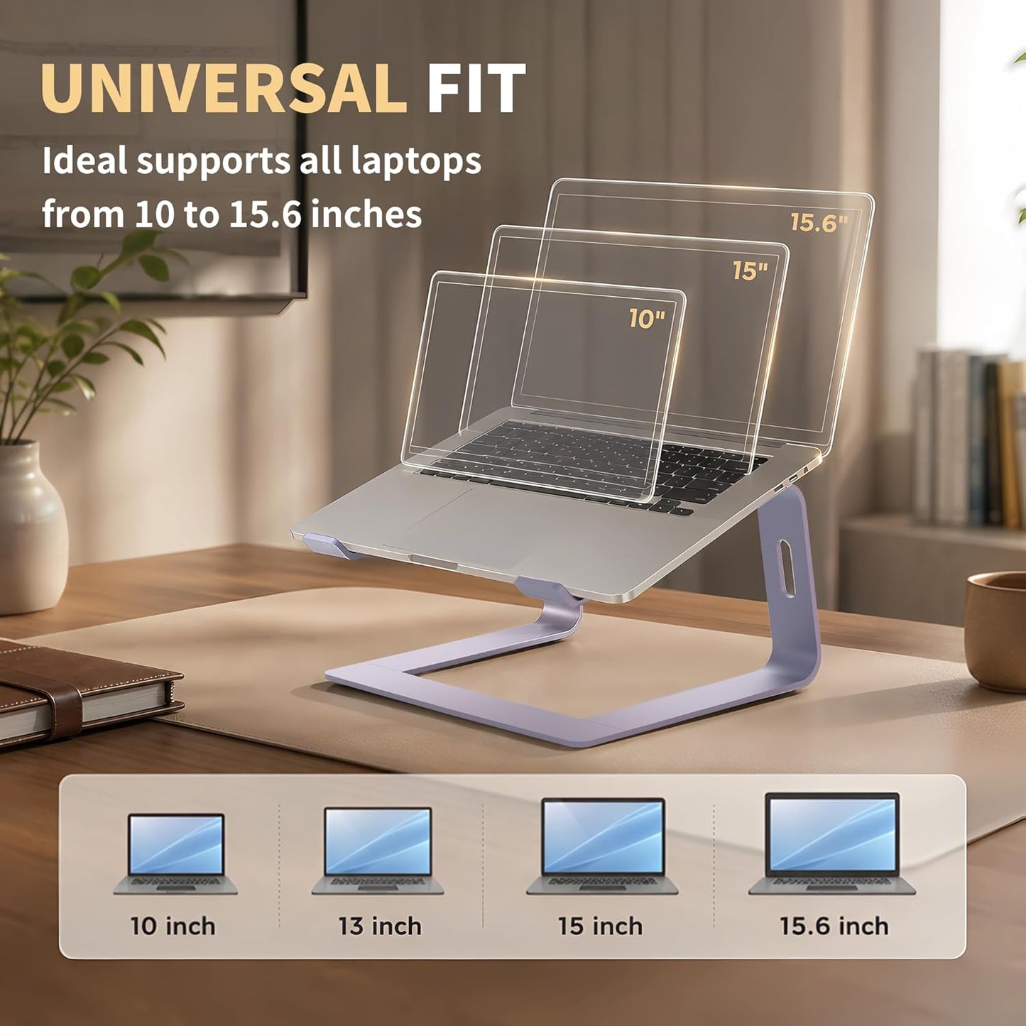 Portable Adjustable Stands Aluminum Laptop Stand Riser Holder in Purple NEW