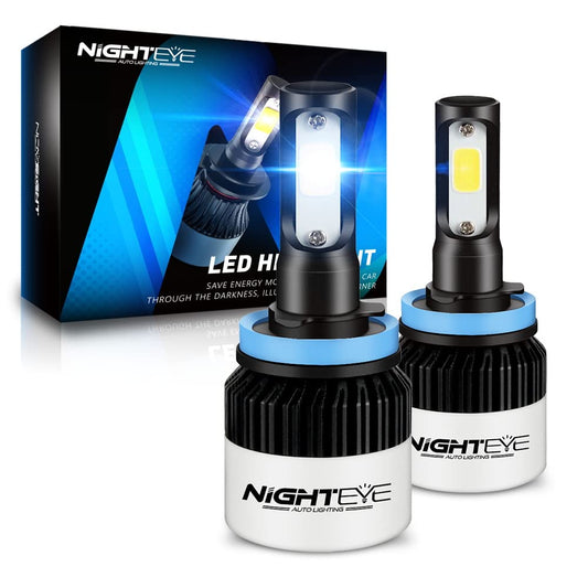 NIGHTEYE H11 LED Headlight Bulbs - 200% Brighter 9000LM 72W Cool White NEW