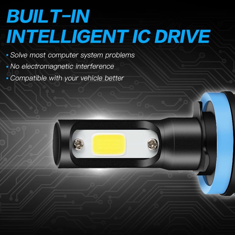 NIGHTEYE H11 LED Headlight Bulbs - 200% Brighter 9000LM 72W Cool White NEW