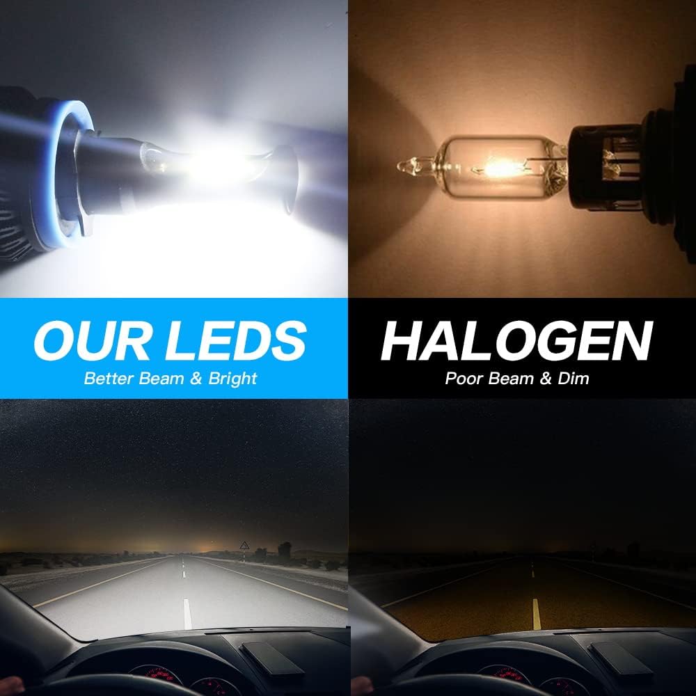 NIGHTEYE H11 LED Headlight Bulbs - 200% Brighter 9000LM 72W Cool White NEW