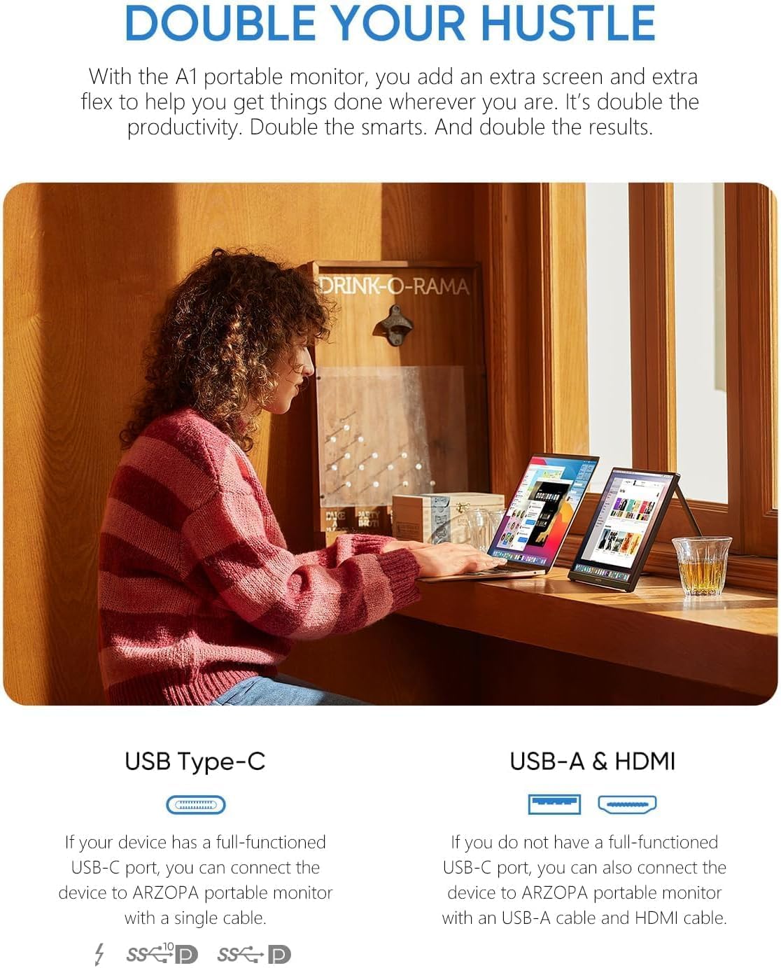 ARZOPA 15.6 Monitors Inch FHD 1080P Portable IPS Monitor with Kickstand DEMO
