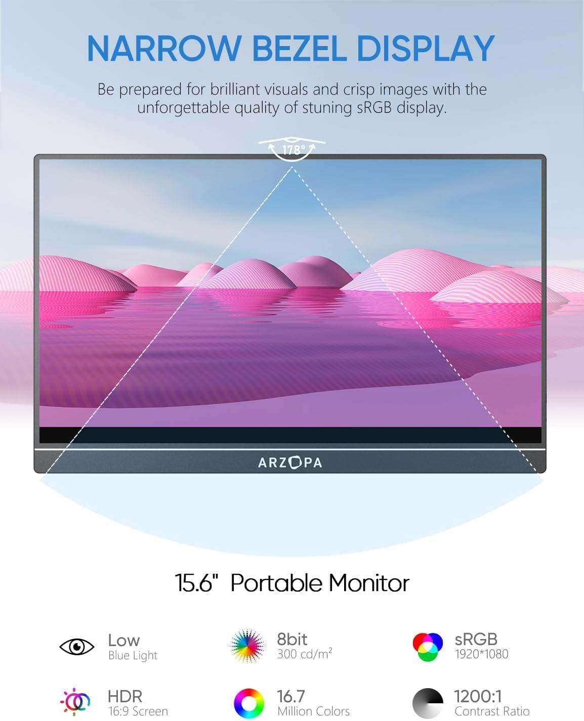 ARZOPA 15.6 Monitors Inch FHD 1080P Portable IPS Monitor with Kickstand DEMO