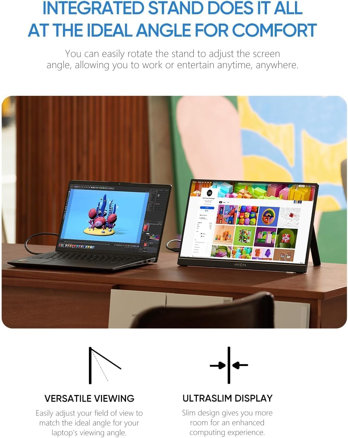 ARZOPA 15.6 Monitors Inch FHD 1080P Portable IPS Monitor with Kickstand DEMO