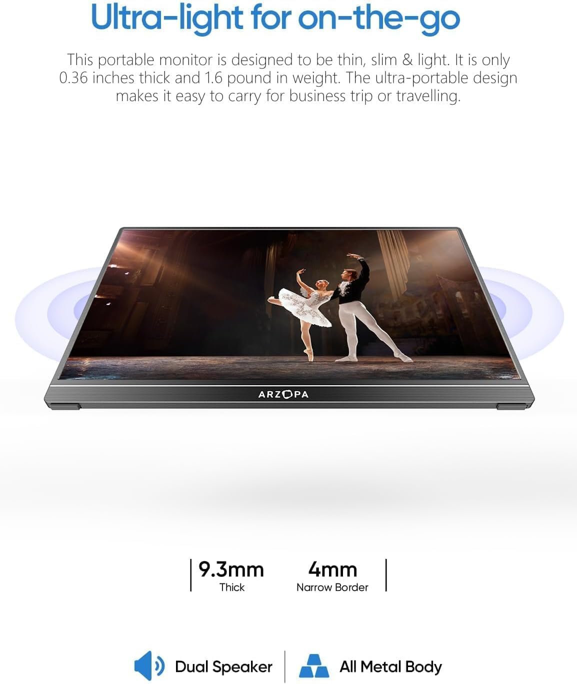 ARZOPA 15.6 Monitors Inch FHD 1080P Portable IPS Monitor with Kickstand DEMO