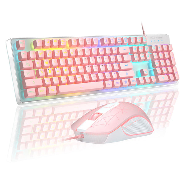 MageGee Pink RGB LED Backlit Keyboard and Mouse Combo Set for PC Gamers NEW