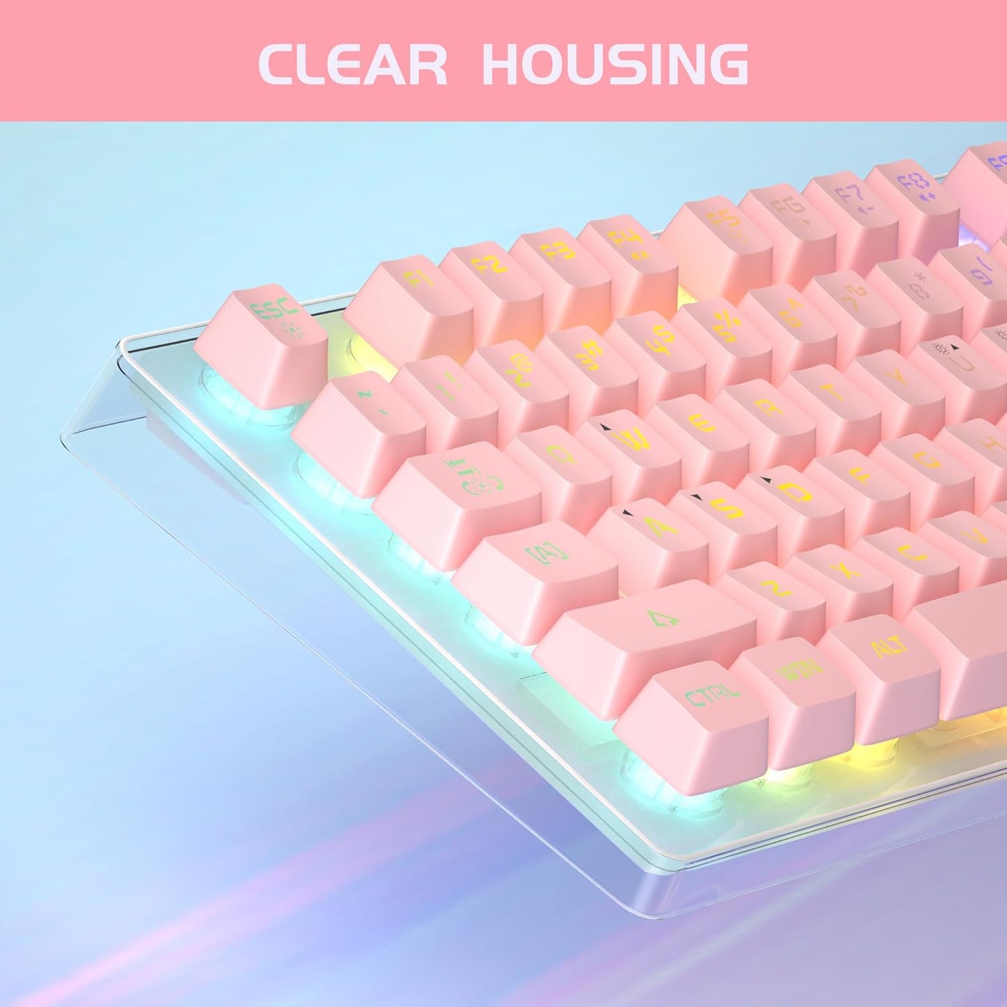 MageGee Pink RGB LED Backlit Keyboard and Mouse Combo Set for PC Gamers NEW