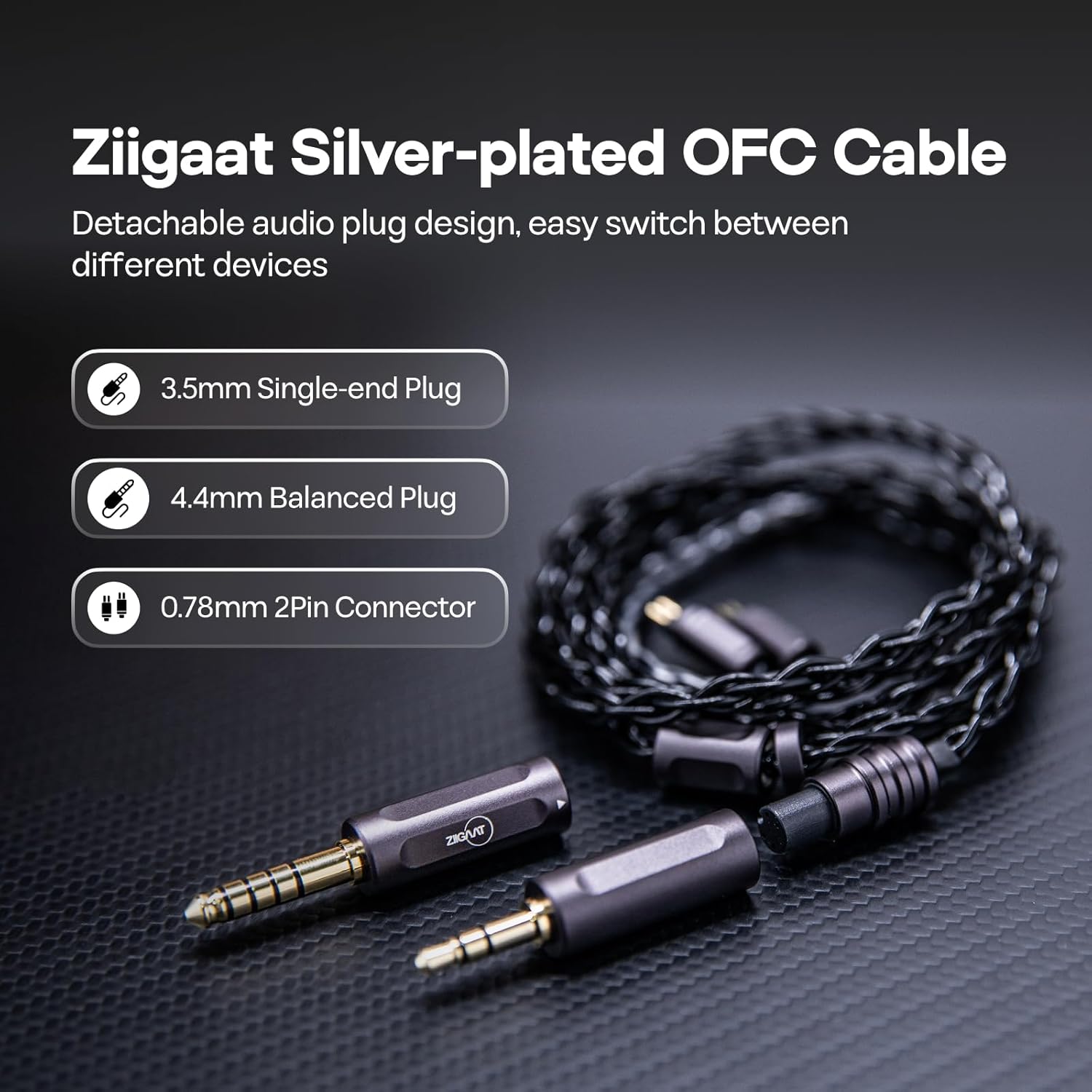 ZIIGAAT Black In-Ear Planar HiFi Wired Earbuds for Immersive Audio