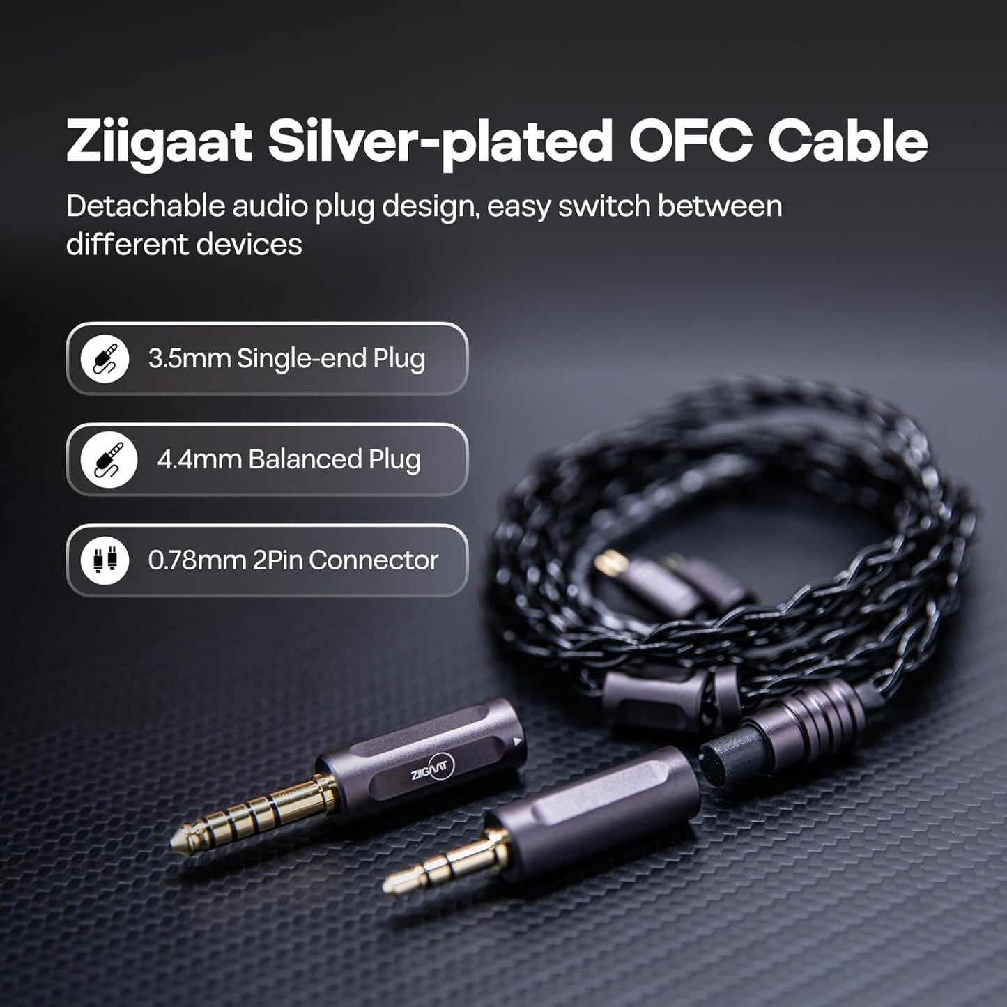 ZIIGAAT Black In-Ear Planar HiFi Wired Earbuds for Immersive Audio NEW