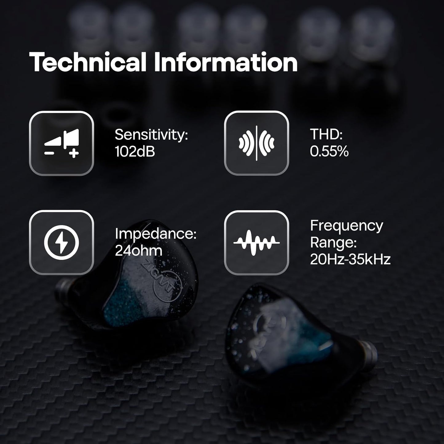 ZIIGAAT Black In-Ear Planar HiFi Wired Earbuds for Immersive Audio NEW
