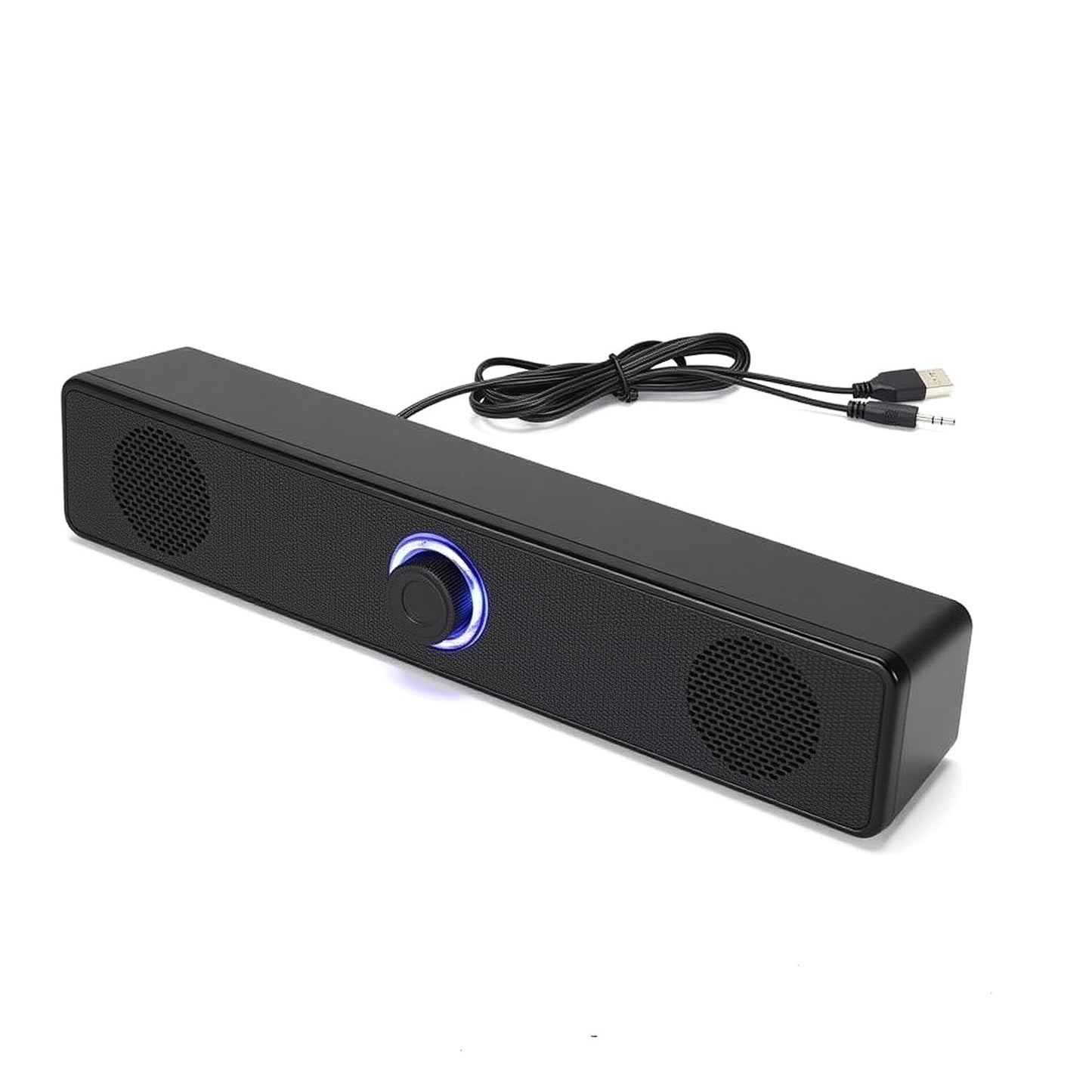 USB Computer PC Speakers Soundbar Speaker with LED Volume Control in Black DEMO