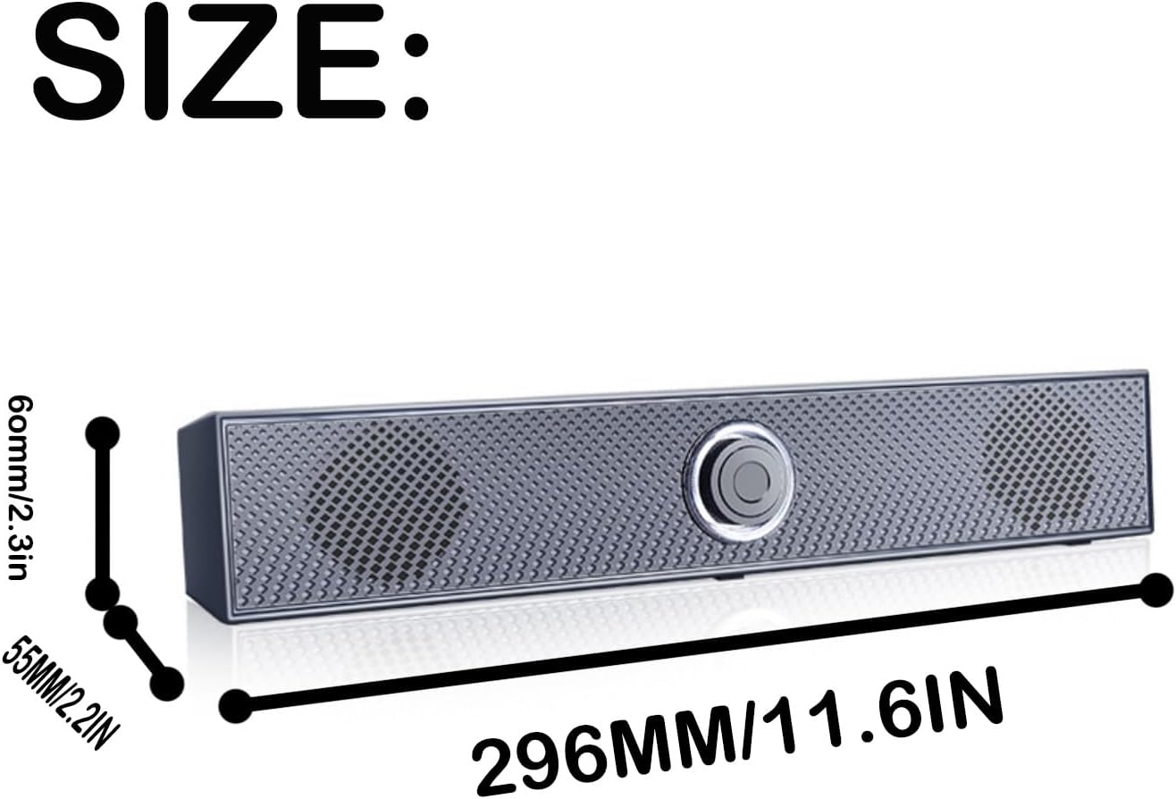 USB Computer PC Speakers Soundbar Speaker with LED Volume Control in Black DEMO