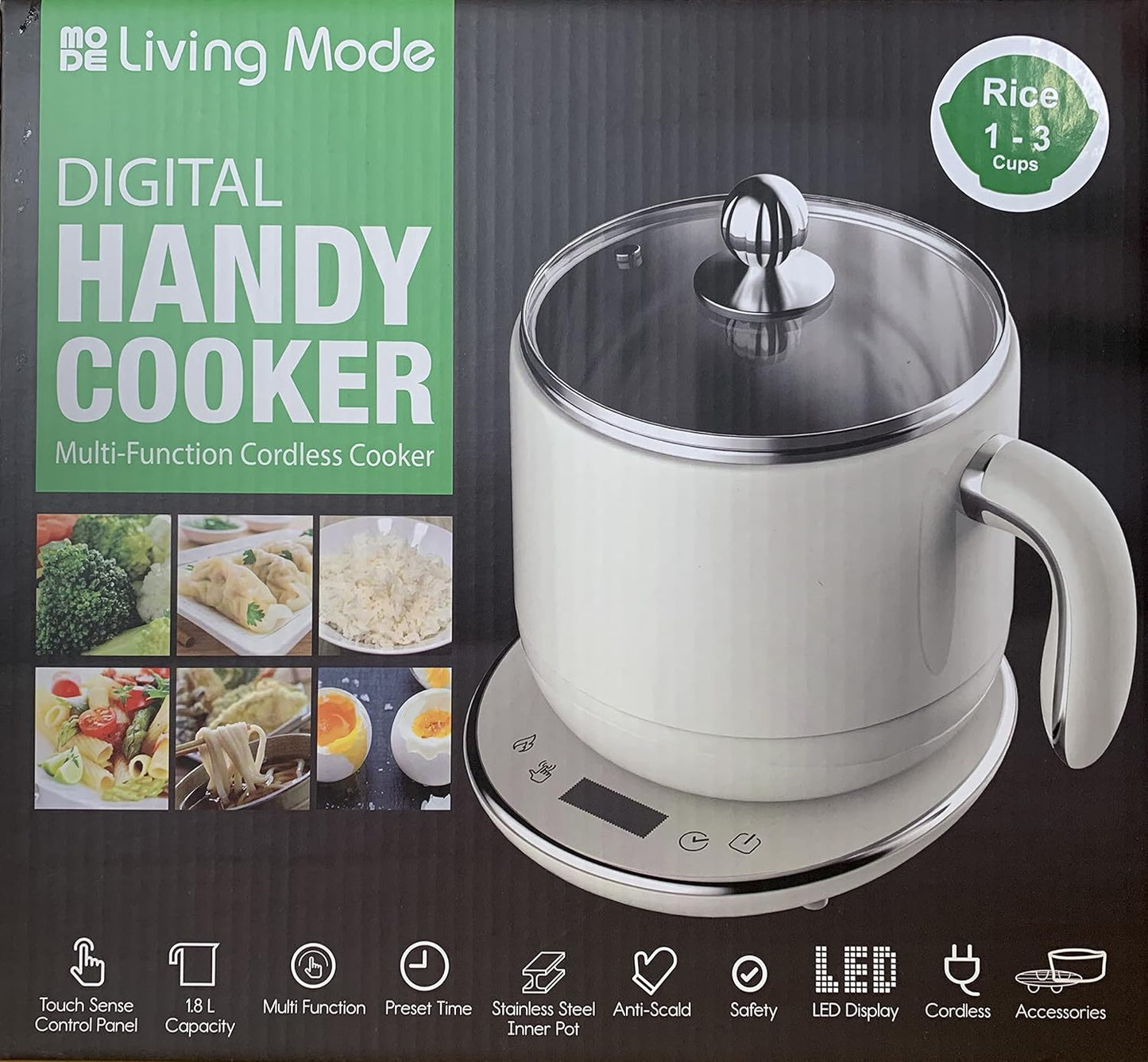 Living Mode 1.8L Capacity White Rice Cooker for Healthy Flavorful Meals NEW