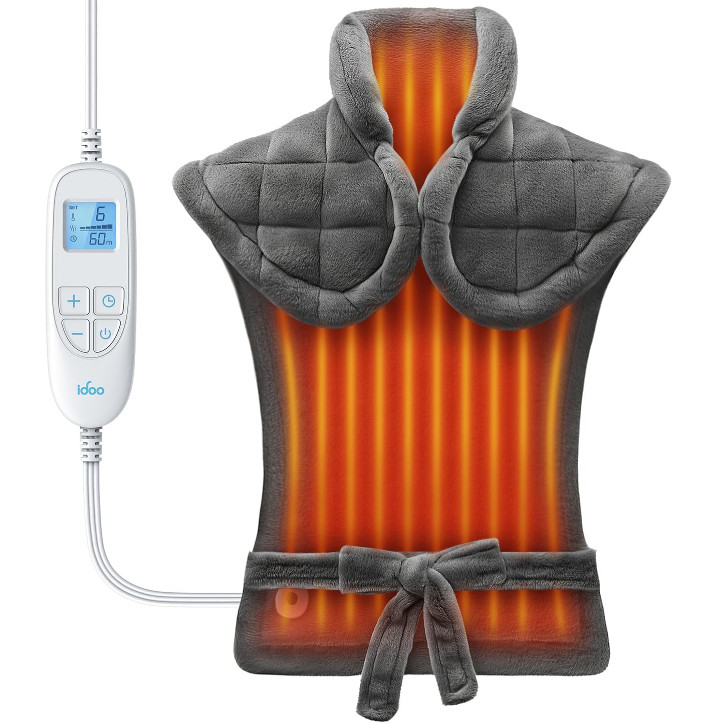 iDOO Electric Heating Pad Weighted Blanket, Soft Polyester Grey, Soothing DEMO