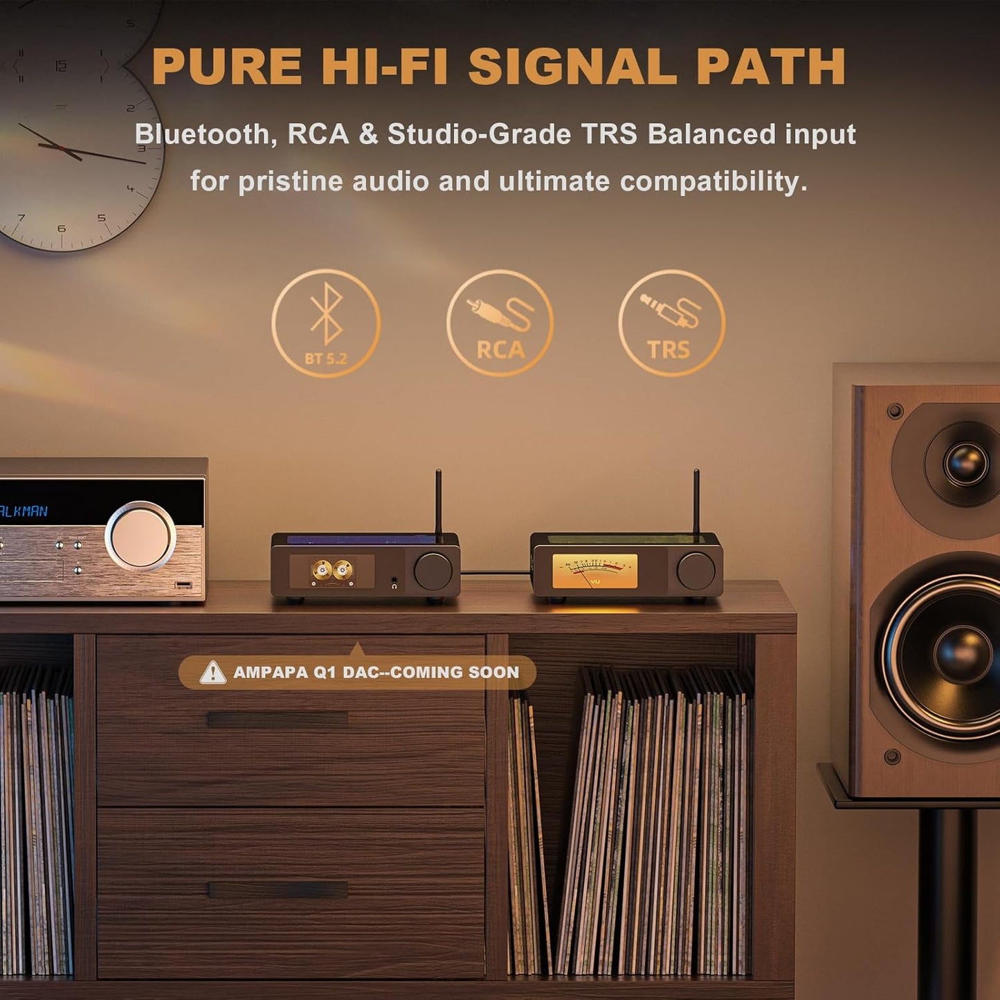 AMPAPA 300W Amplifiers Stereo Bluetooth Amplifier with 5.2 and High-Pass DEMO